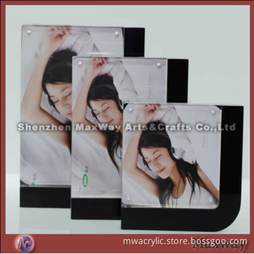 Pretty Rectangle Magnetic Counter Acrylic/Plexiglass Picture/Photo/Card Holder/Frame with Black Edge